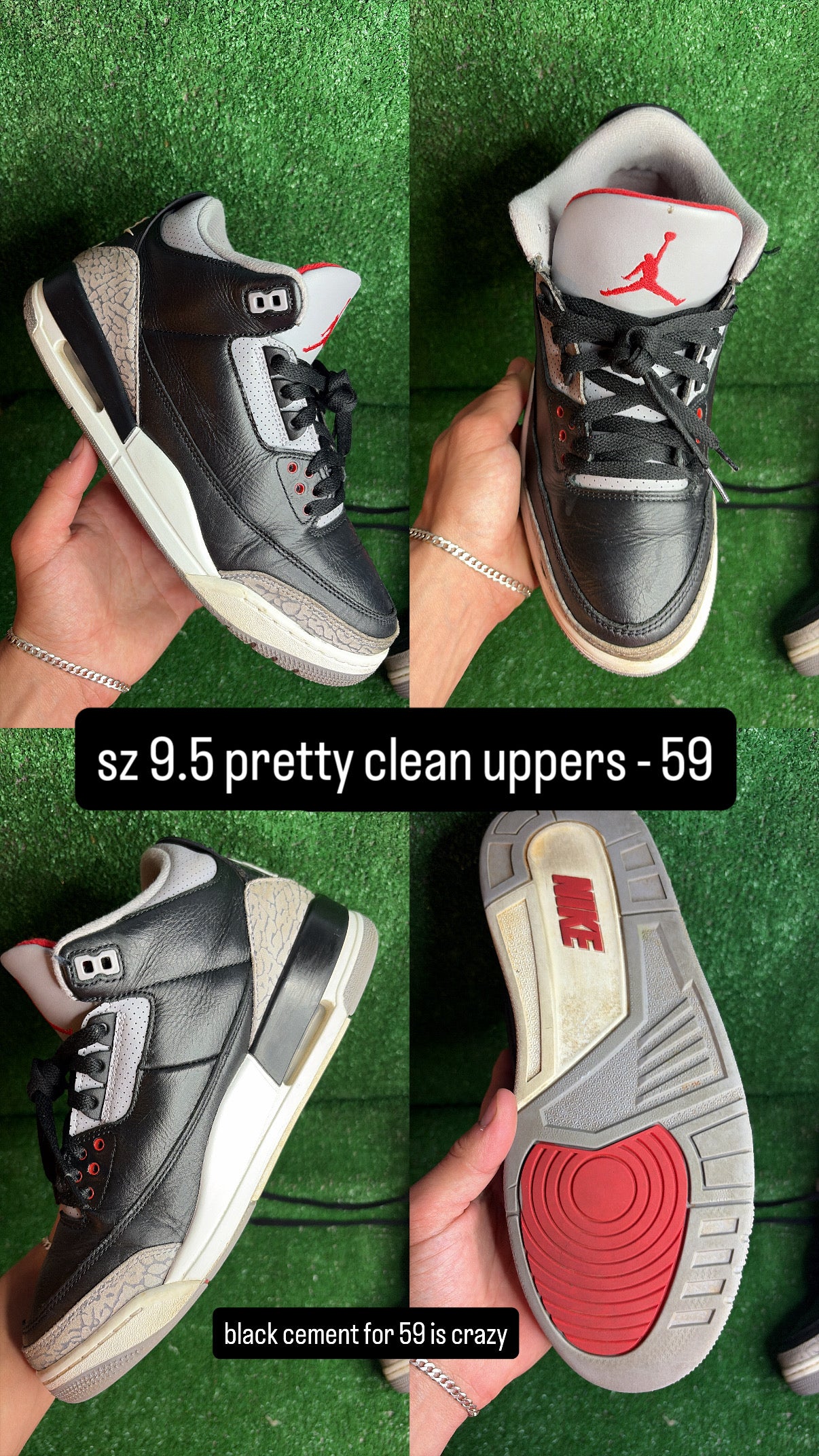 Jordan 3 Black Cement Size 9.5
