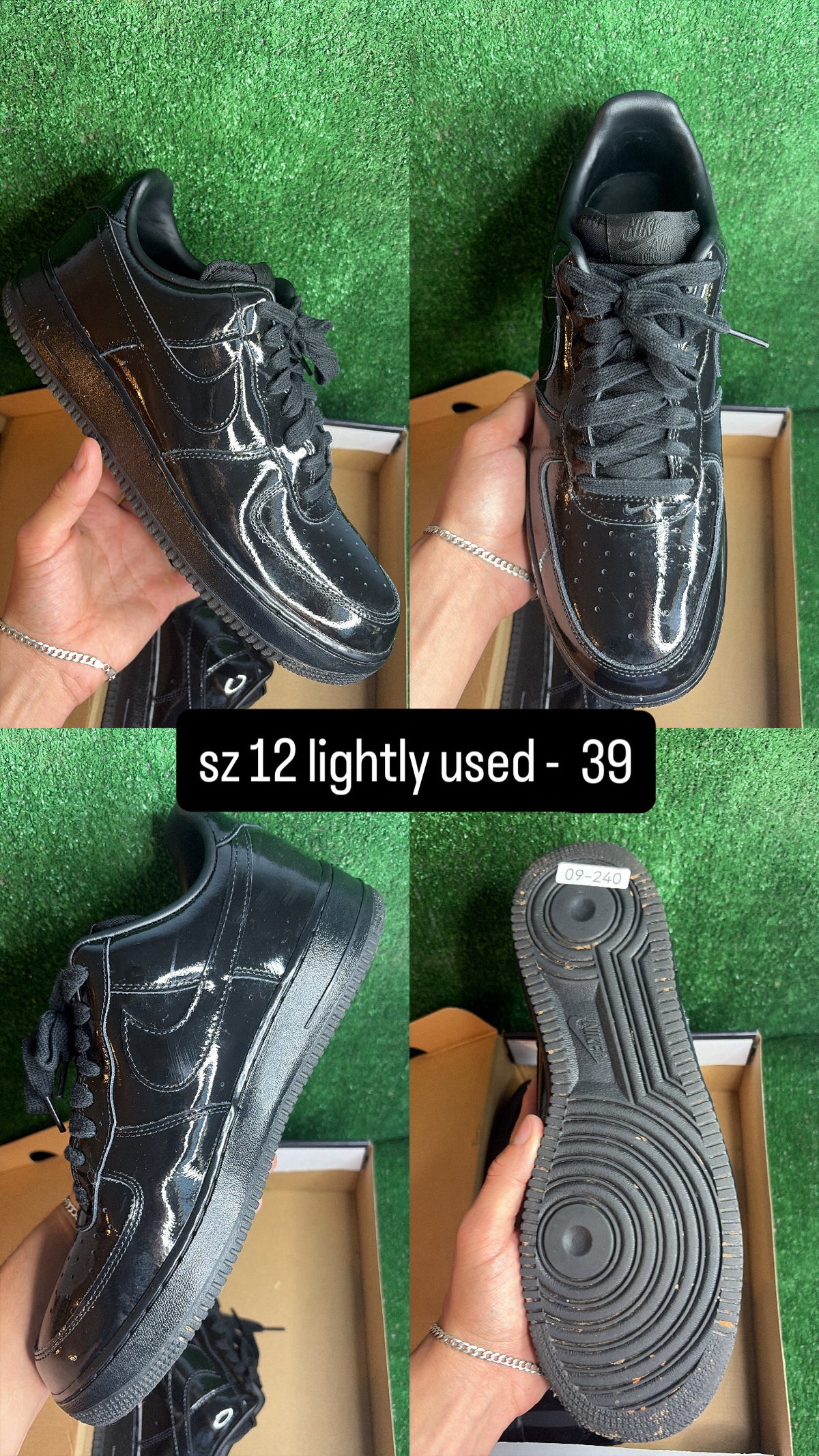 Nike Air Force 1 Low Patent Black Size 12