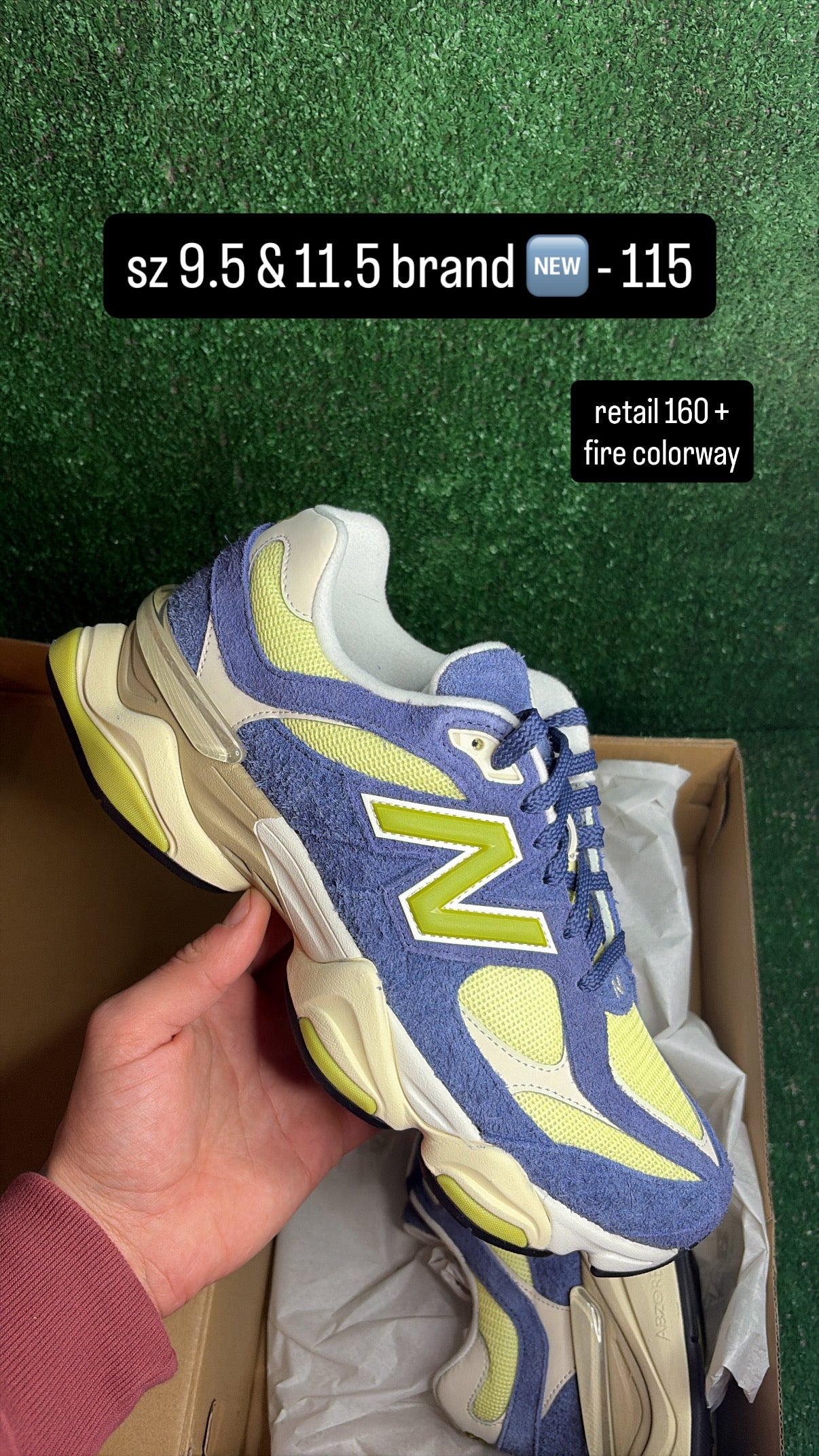 New Balance 9060 Indigo Moss Purple Size 9.5 ONLY