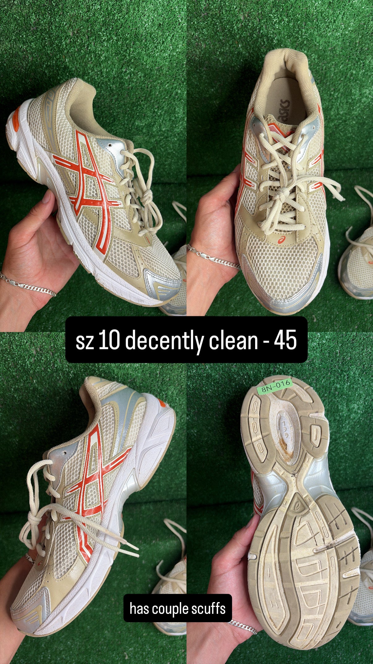 Asics Gel 1130 Cream Vermilion Size 10