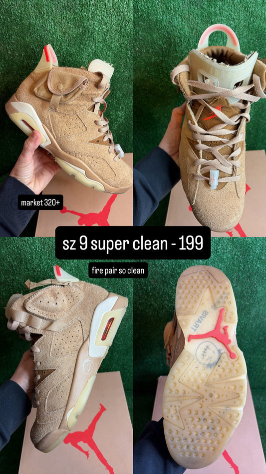 Jordan 6 Travis Scott British Khaki Size 9