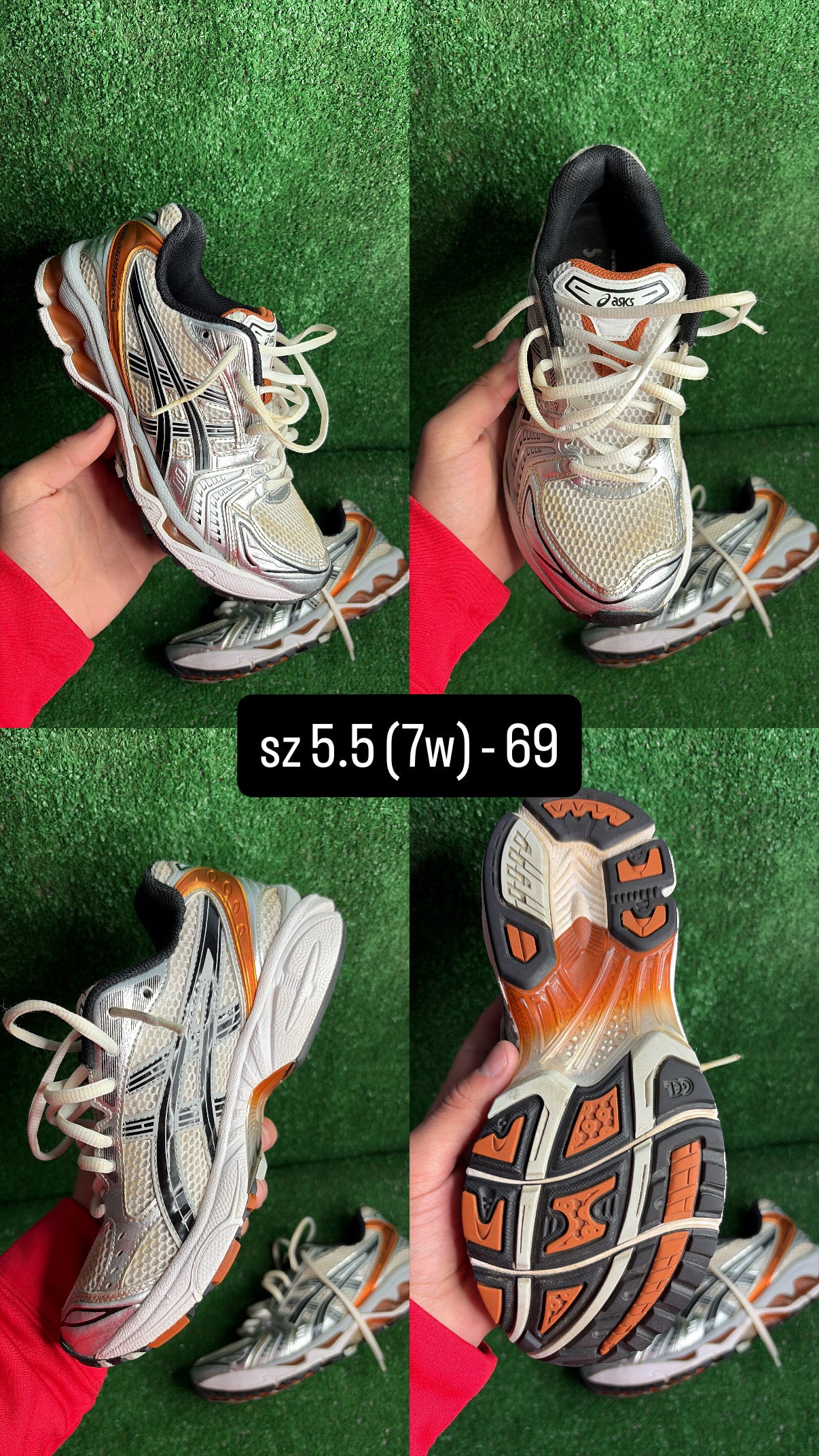 Asics Kayano 14 Orange Black Silver Size 5.5m (7w)