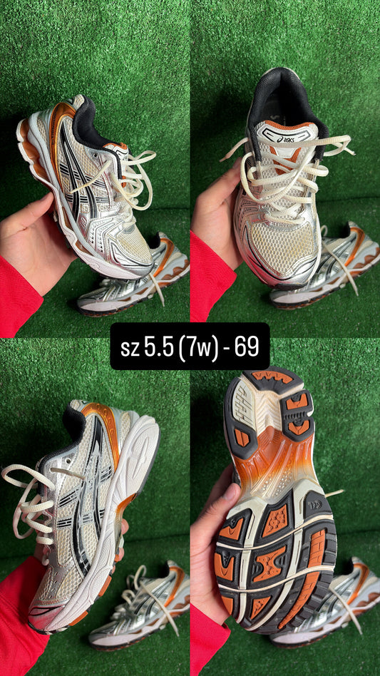 Asics Kayano 14 Orange Black Silver Size 5.5m (7w)