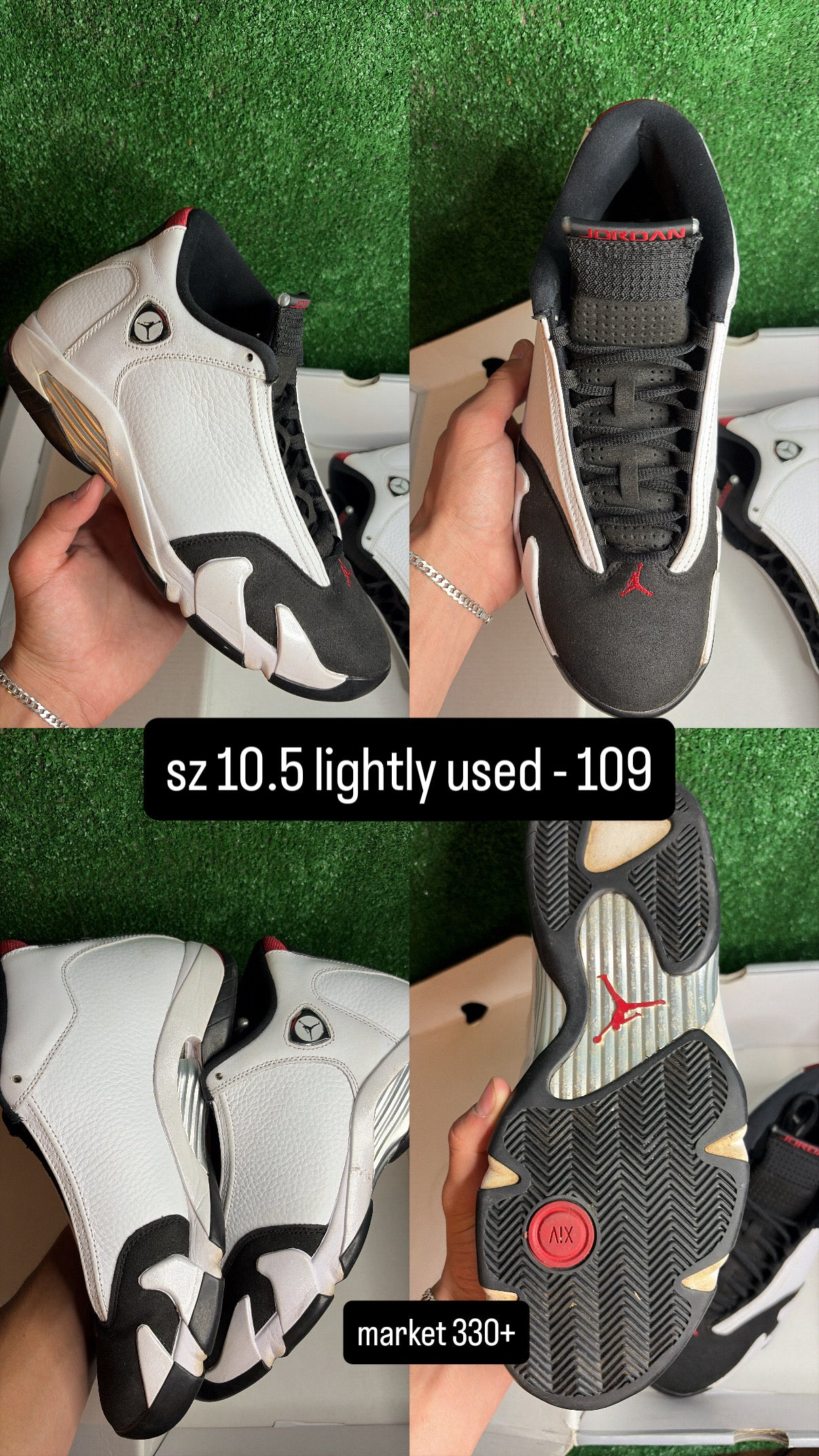 Jordan 14 Black Toe Size 10.5
