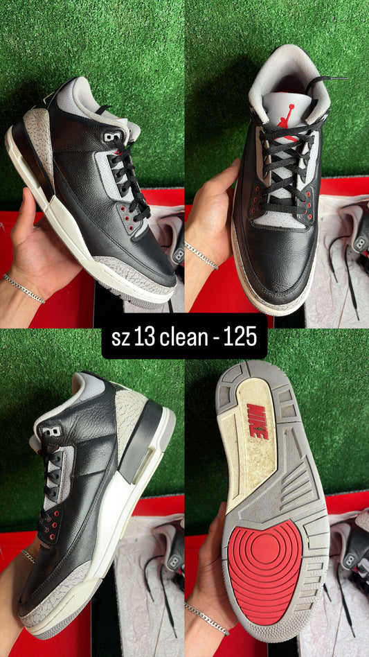 Jordan 3 Black Cement Size 13