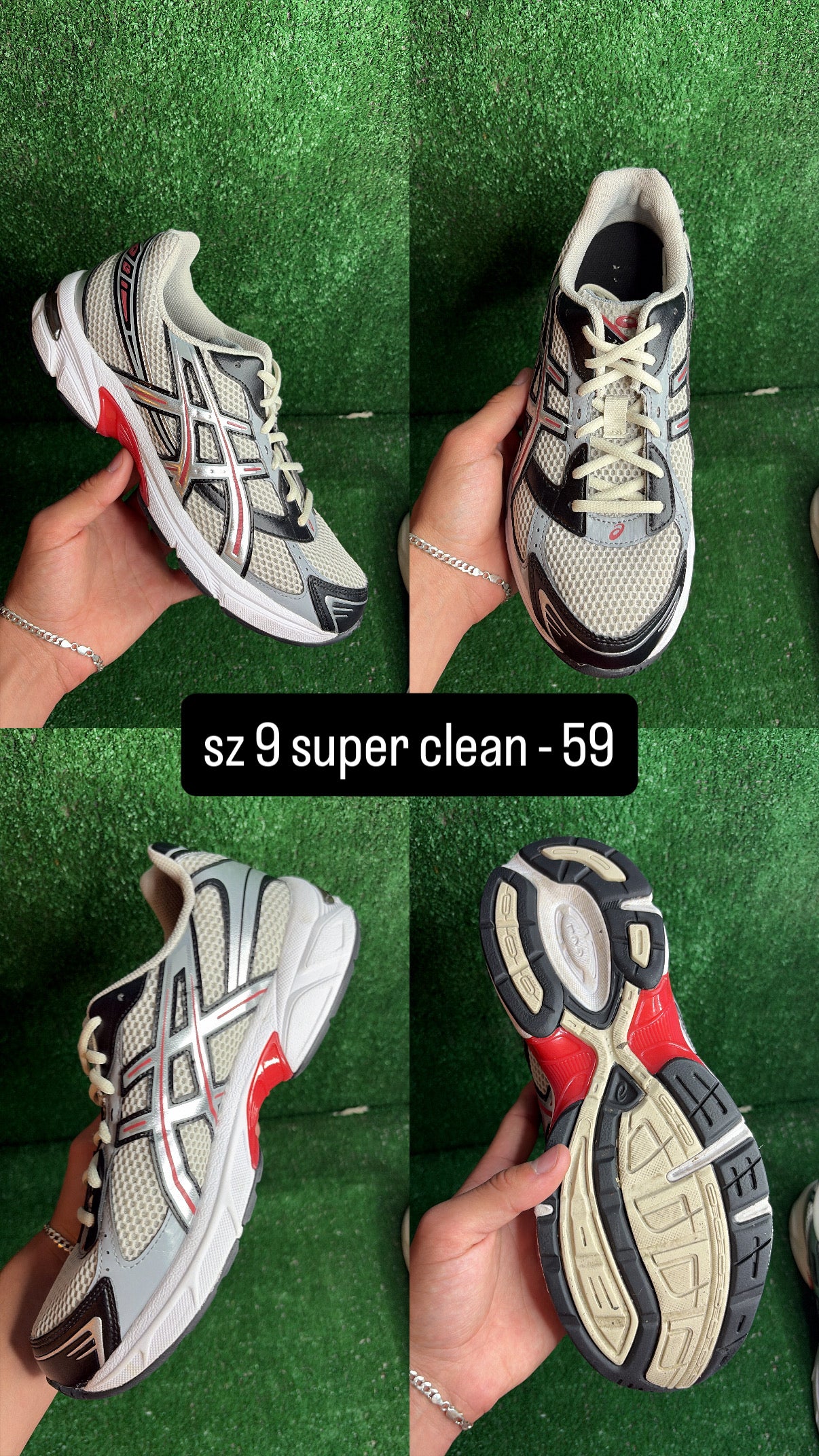 Asics 1130 Smoke Grey Pure Silver Red Size 9