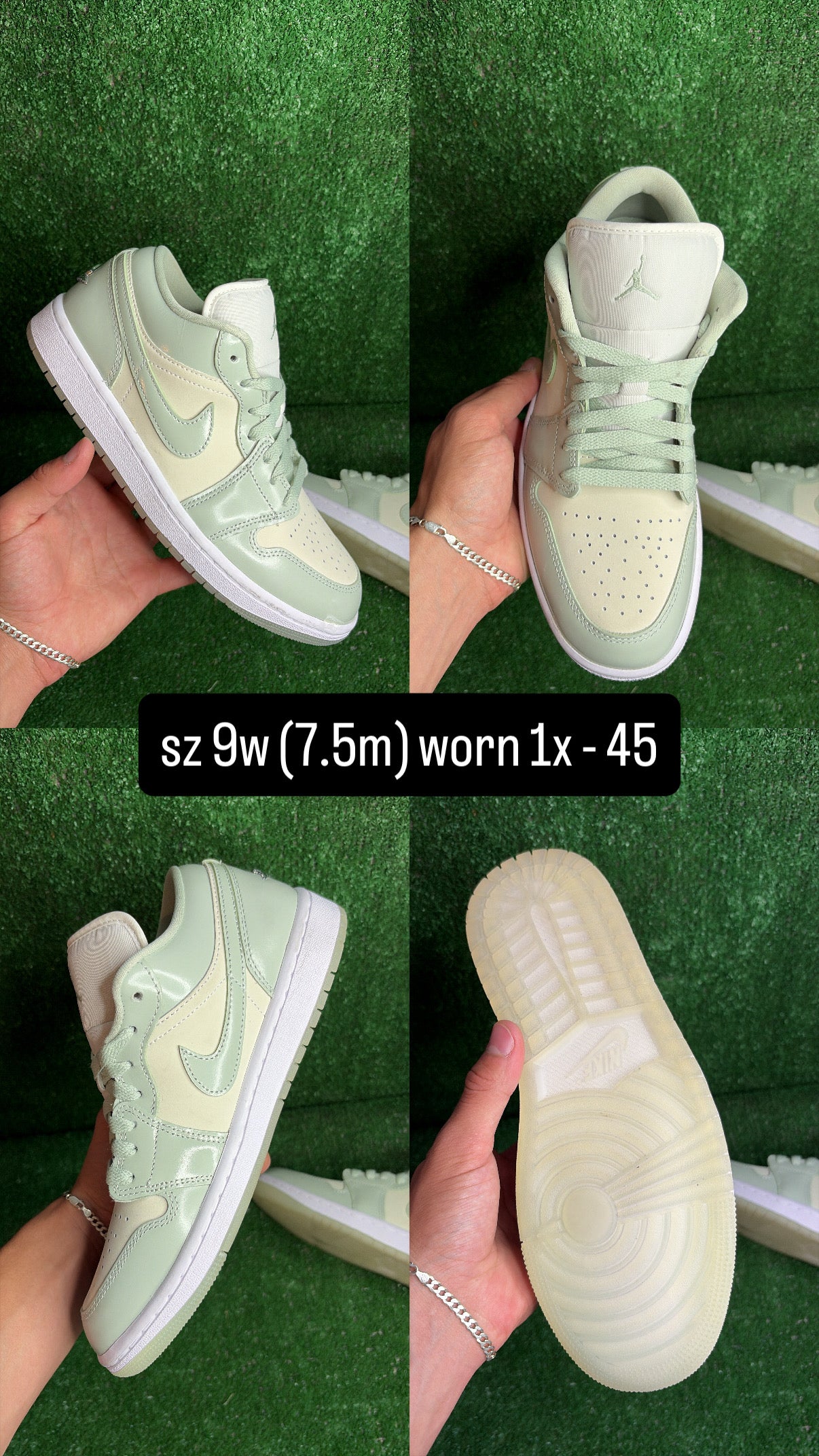 Jordan 1 Low Seafoam Green & Sail Size 7.5m (9w)