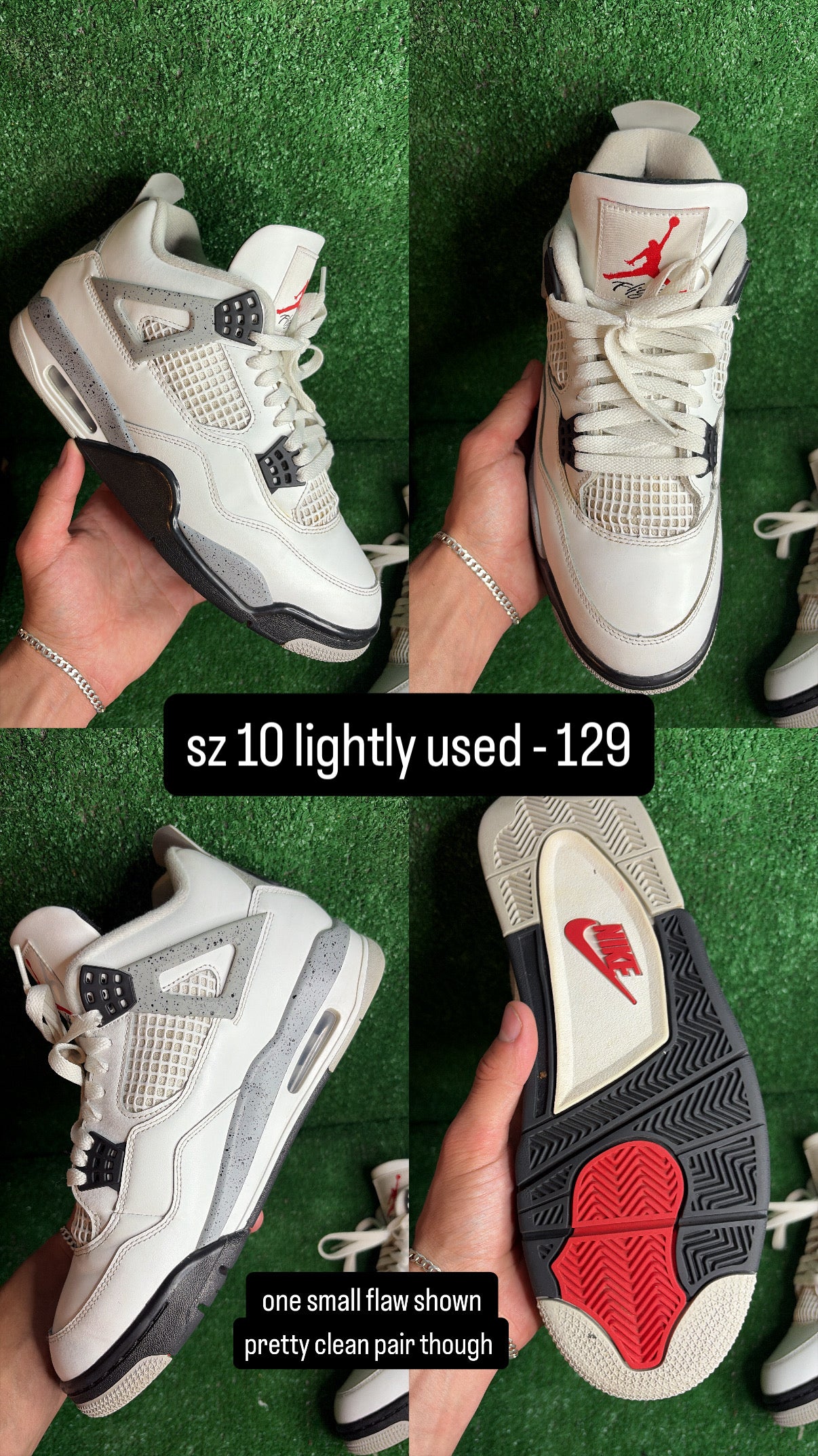 Jordan 4 White Cement Size 10