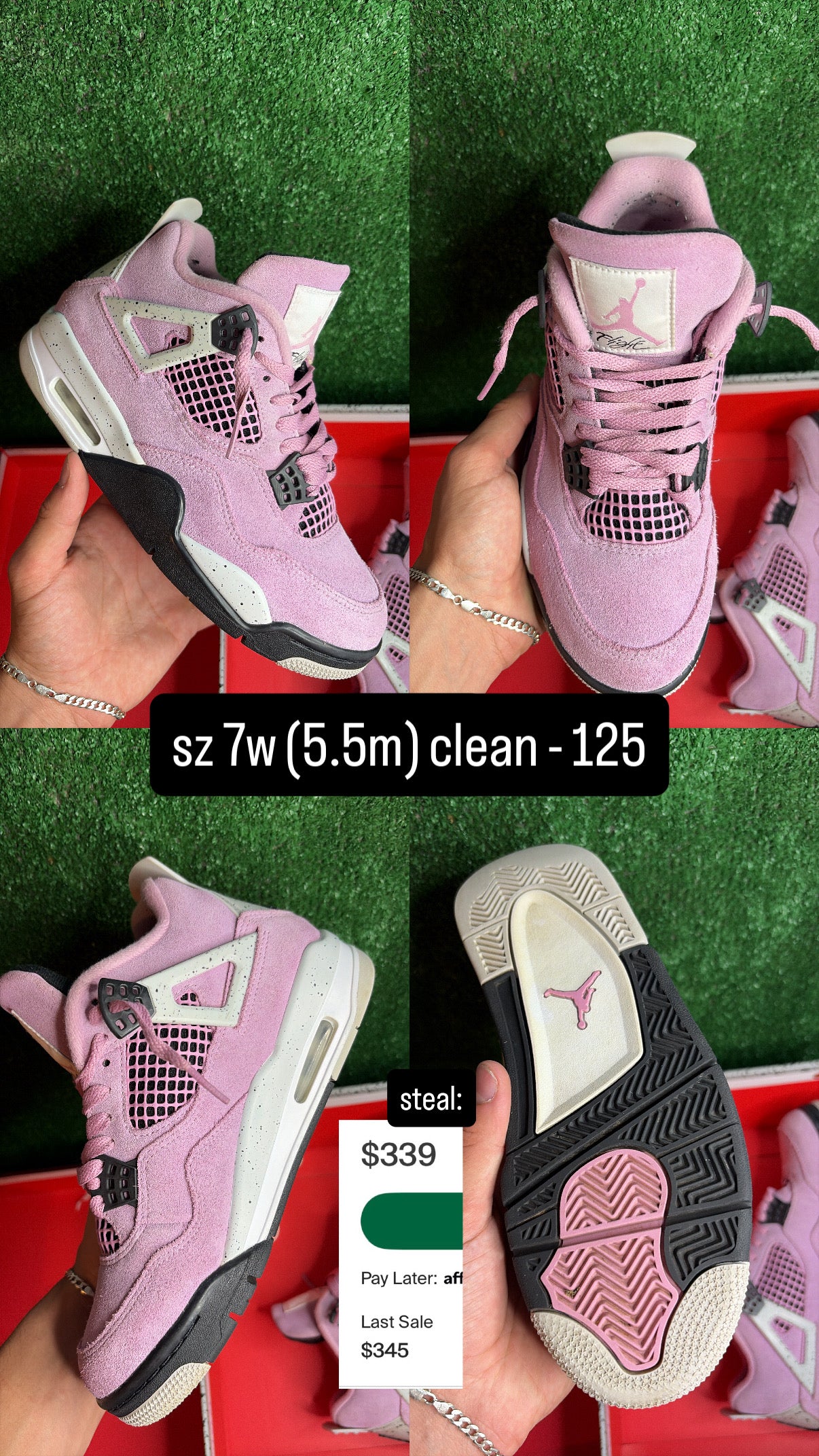 Jordan 4 Orchid Pink Size 5.5m (7w)