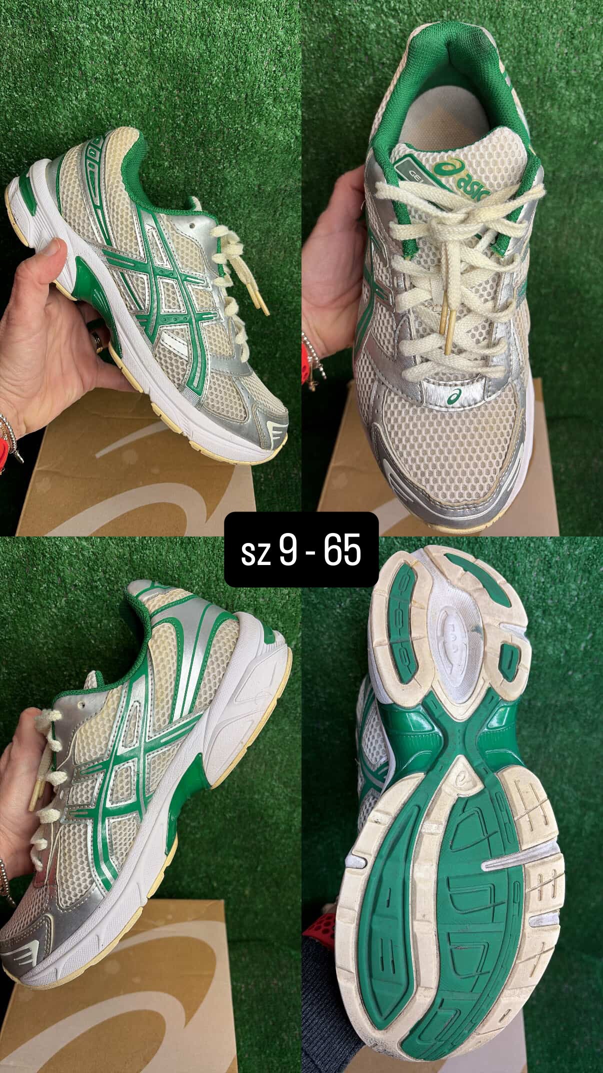 Asics 1130 Cream / Green Size 9