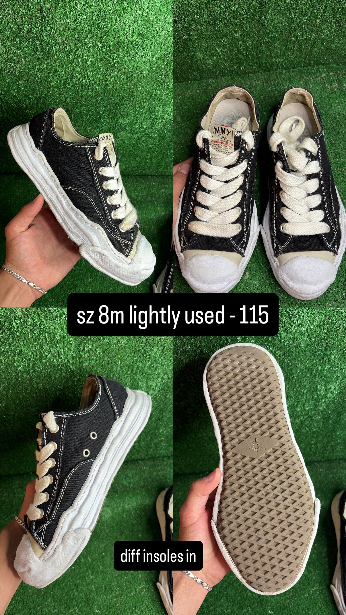 Mason Mihara Yasuhiro Sole Canvas Low Black White Size 8