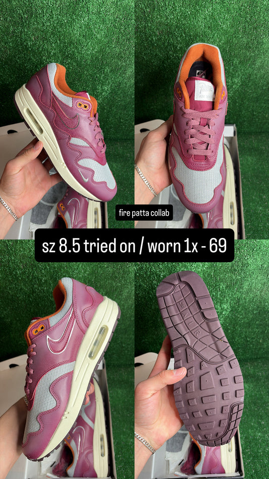 Air Max 1 Patta Maroon Size 8.5
