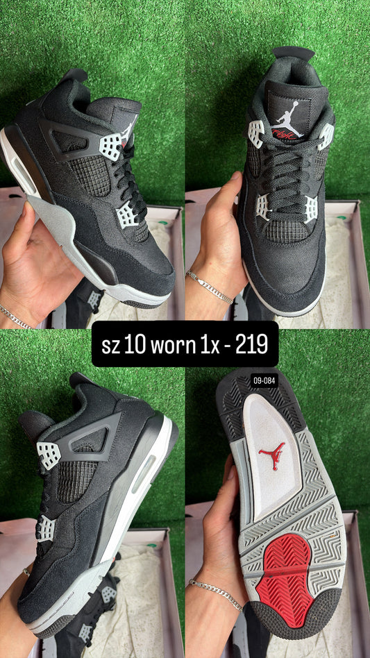 Jordan 4 Black Canvas Size 10