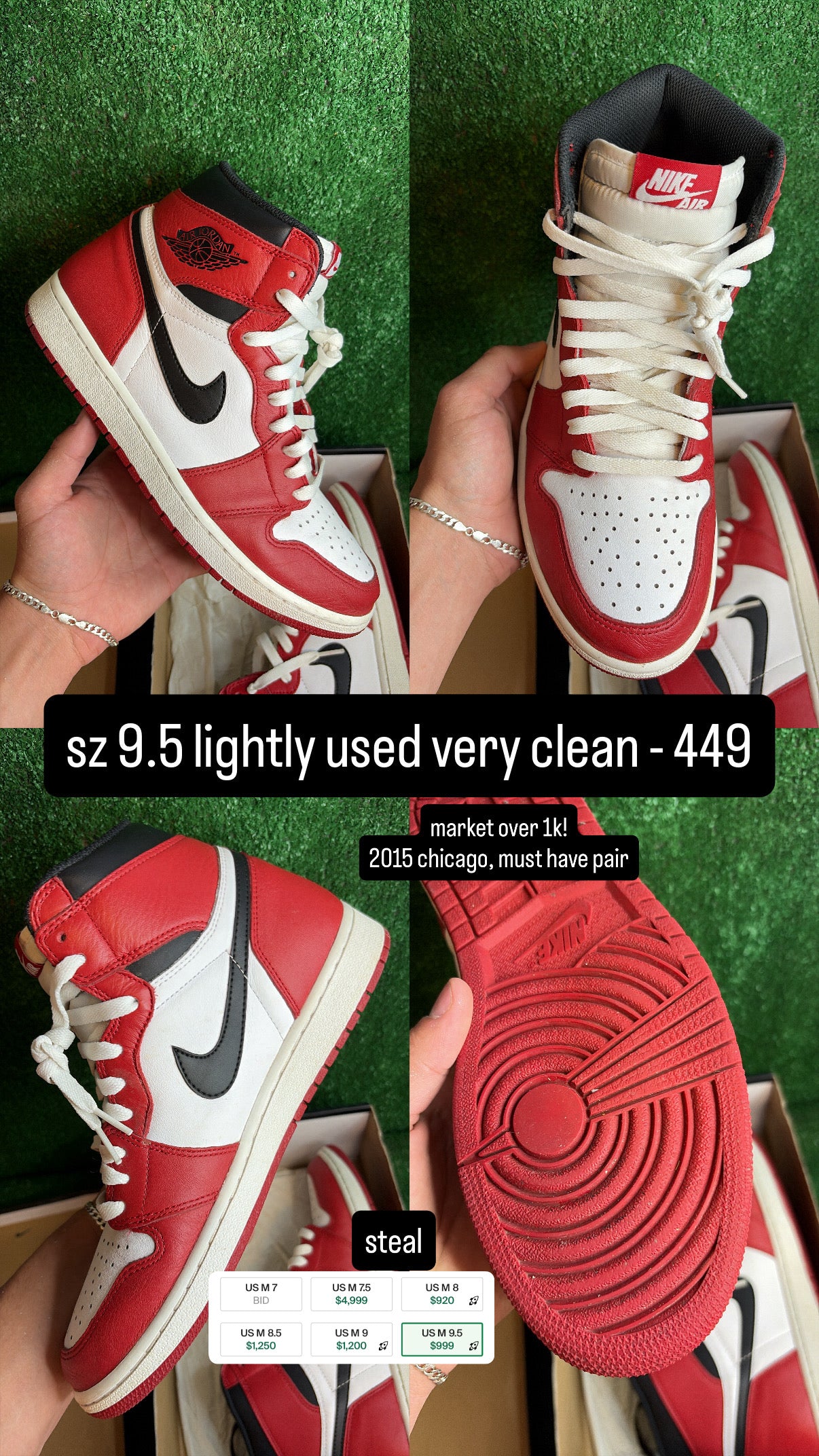 Jordan 1 High Chicago 2015 Size 9.5