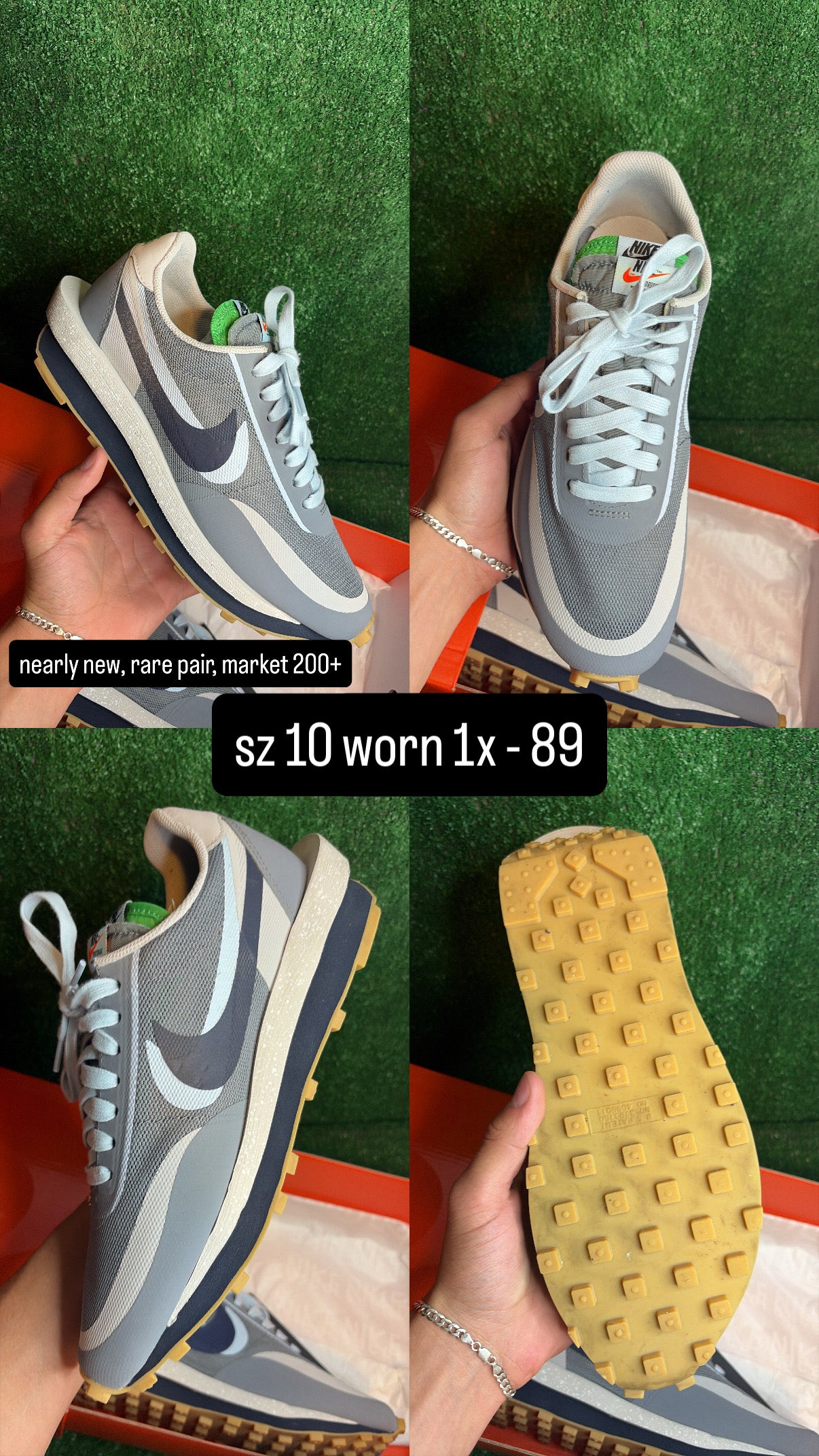 Nike Sacai LD Waffle Clot Grey Size 10