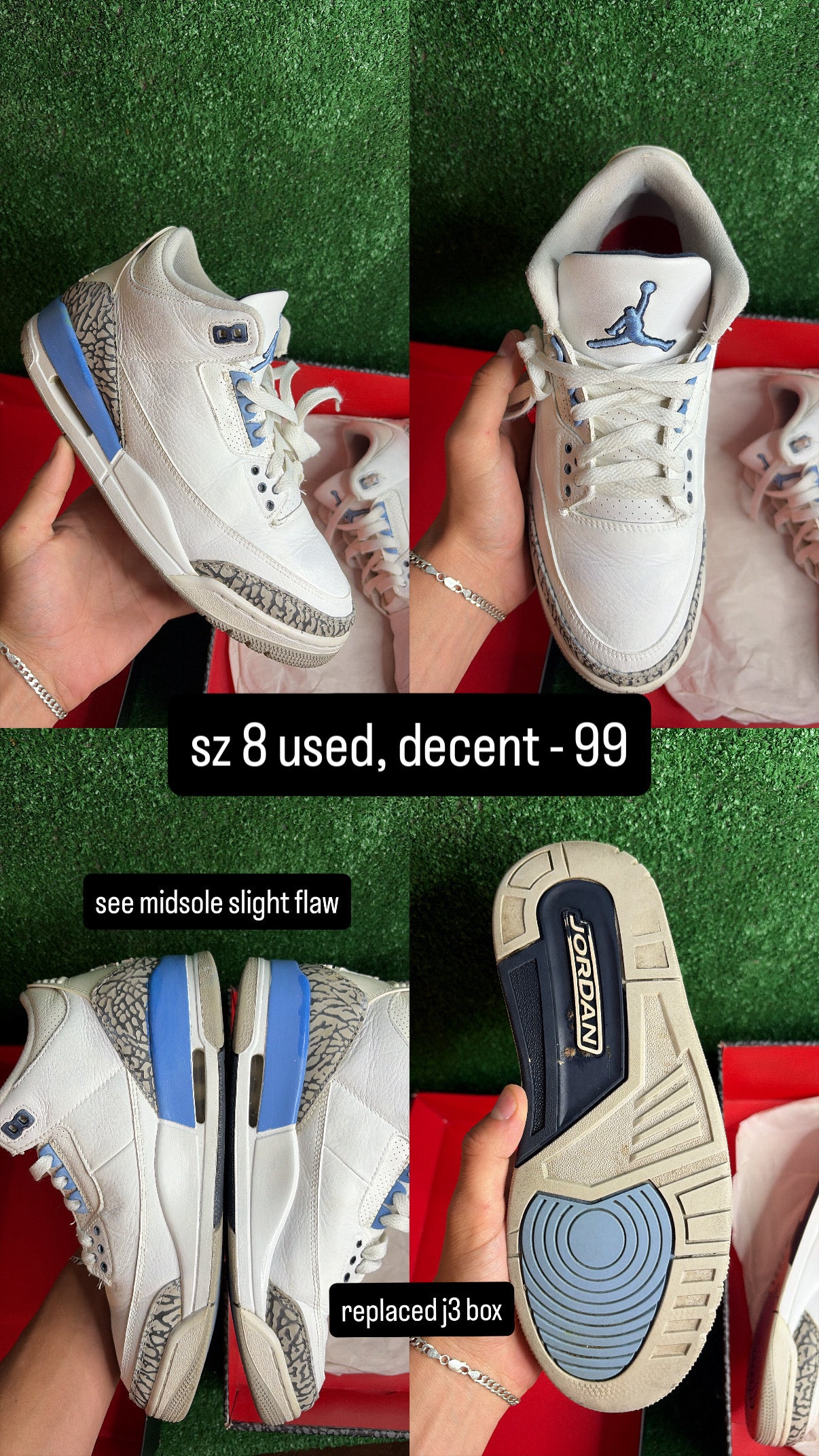 Jordan 3 UNC Size 8