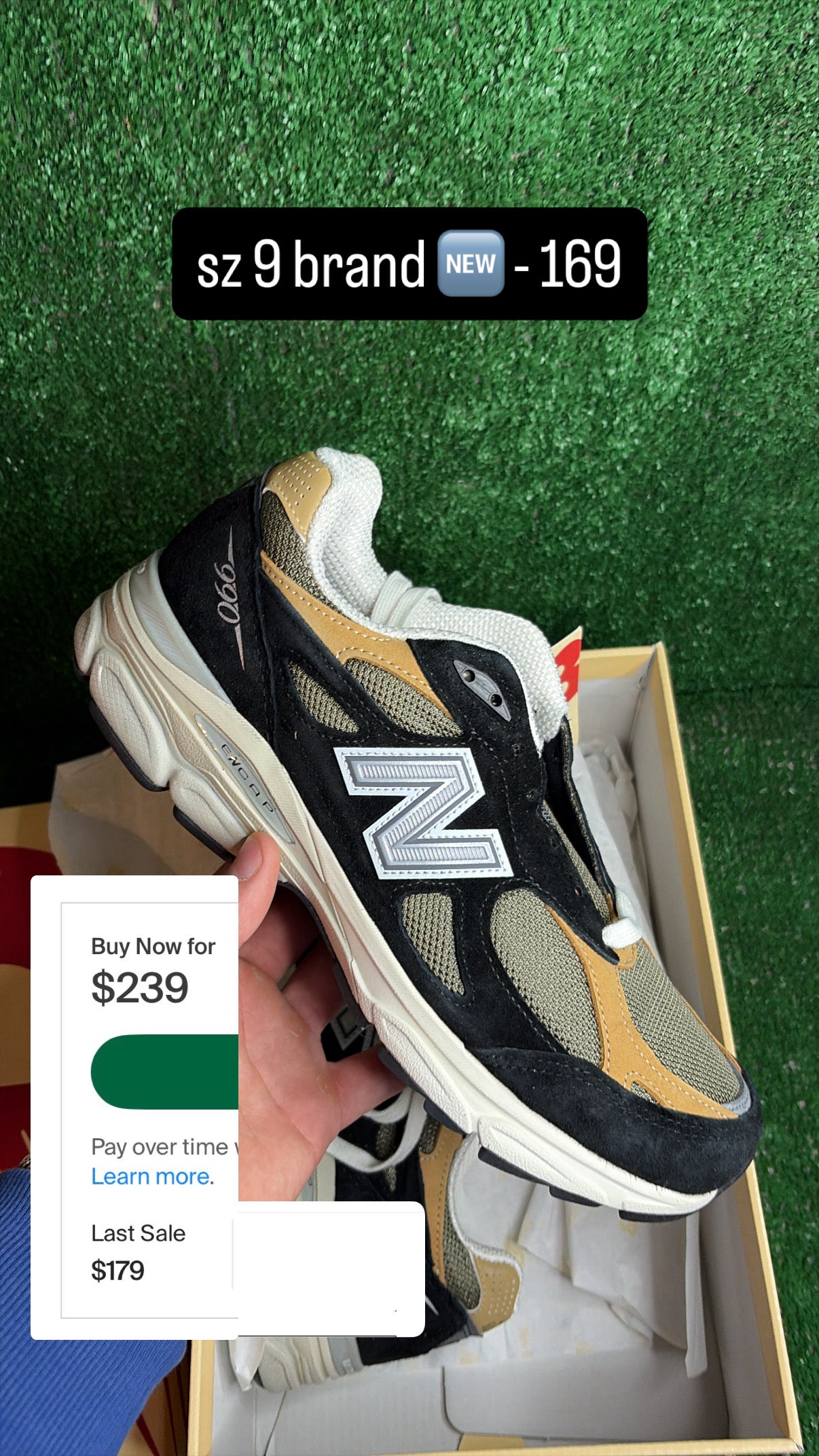 New Balance 990v3 MiUSA Black Tan Size 9