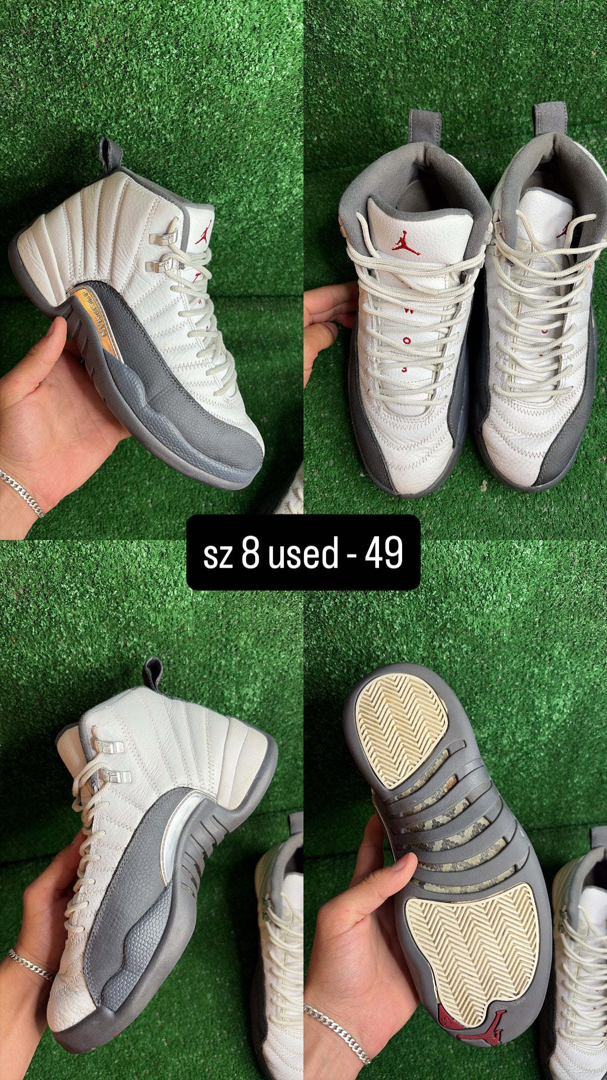 Jordan 12 White Dark Grey Size 8
