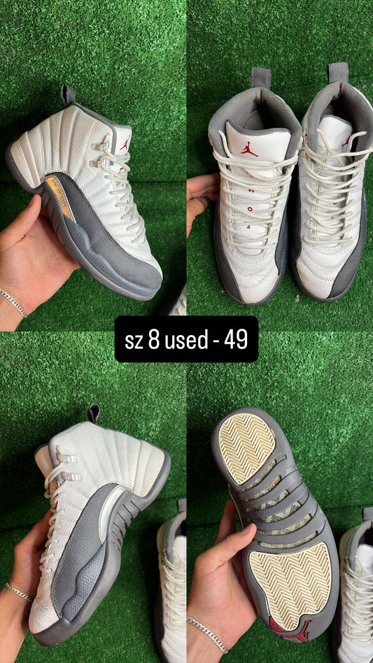 Jordan 12 White Dark Grey Size 8