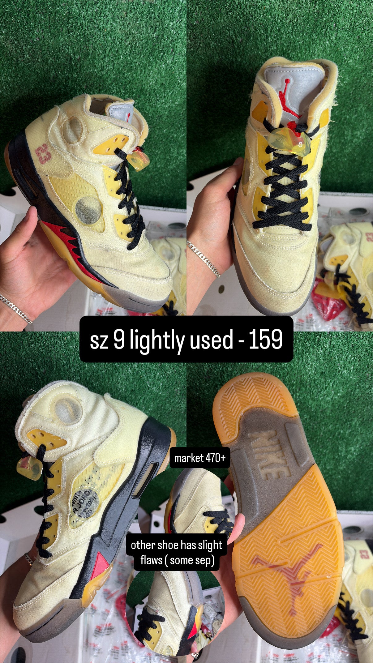 Jordan 5 Off White Sail Size 9