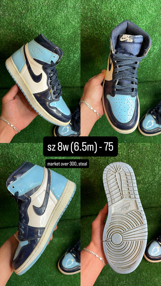 Jordan 1 High Patent Blue Chill Size 6.5m (8w)