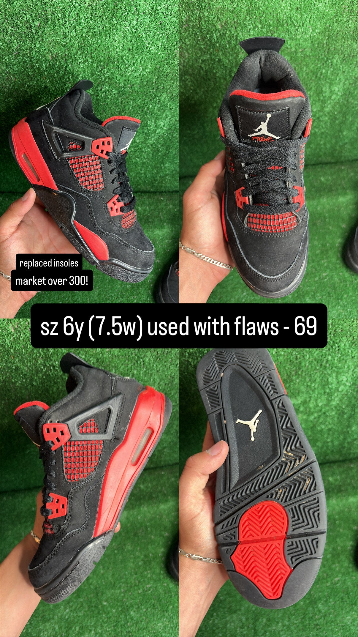 Jordan 4 Red Thunder Size 6y (7.5w)