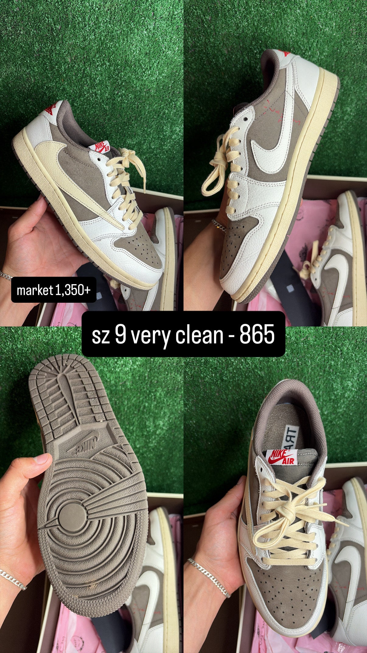 Jordan 1 Low Travis Scott Reverse Mocha Size 9