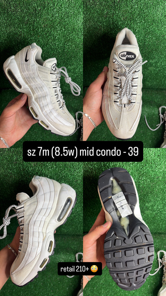 Nike Air Max 95 White Silver Size 7m (8.5w)