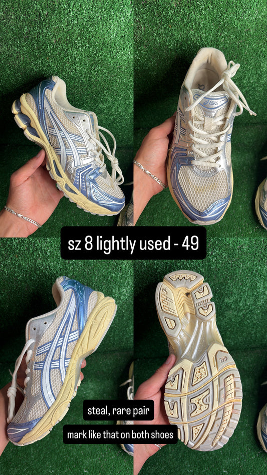 Asics Gel Kayano 14 Blue Silver Cream Size 8