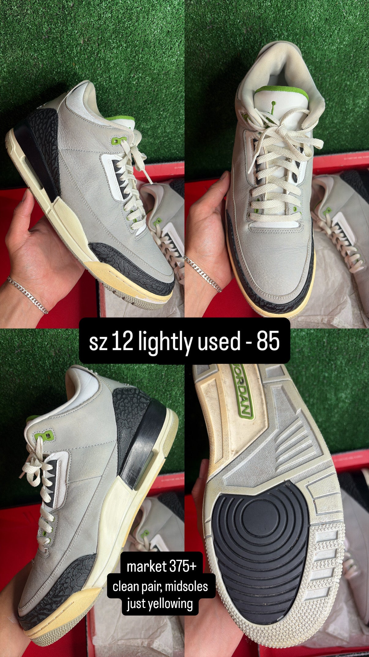 Jordan 3 Chlorophyll Size 12