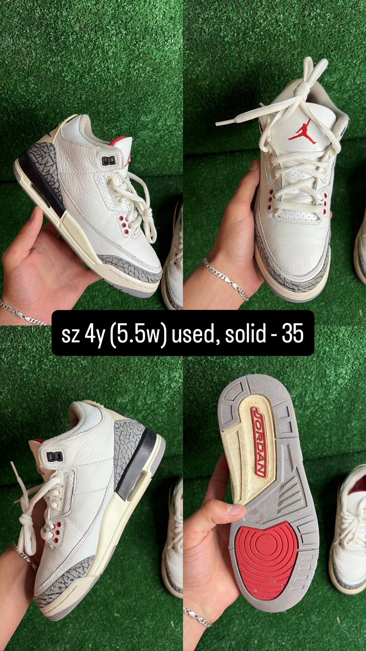 Jordan 3 White Cement Size 4y (5.5w)