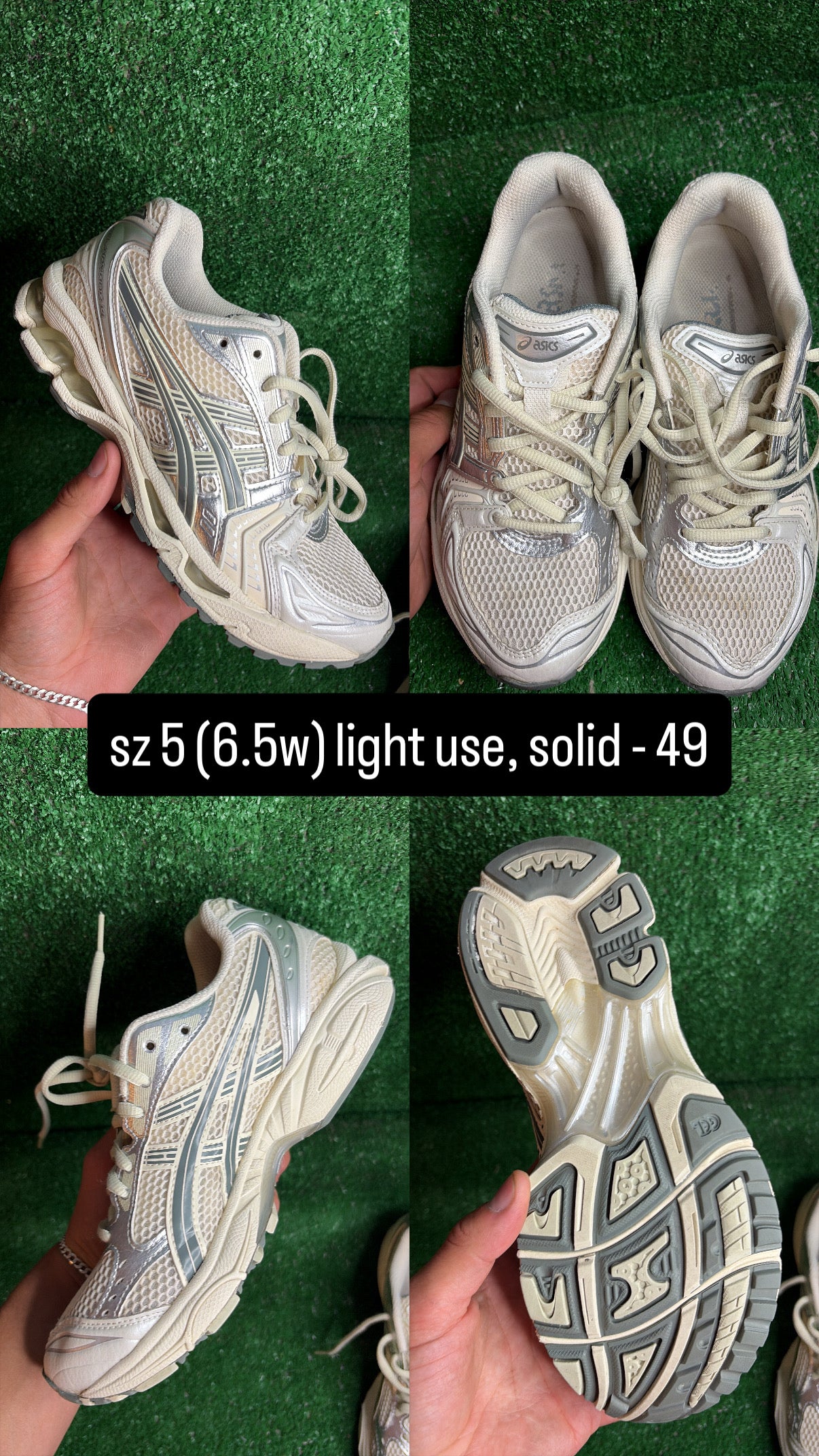 Asics Gel Kayano 14 Cream Silver Size 5 (6.5w)