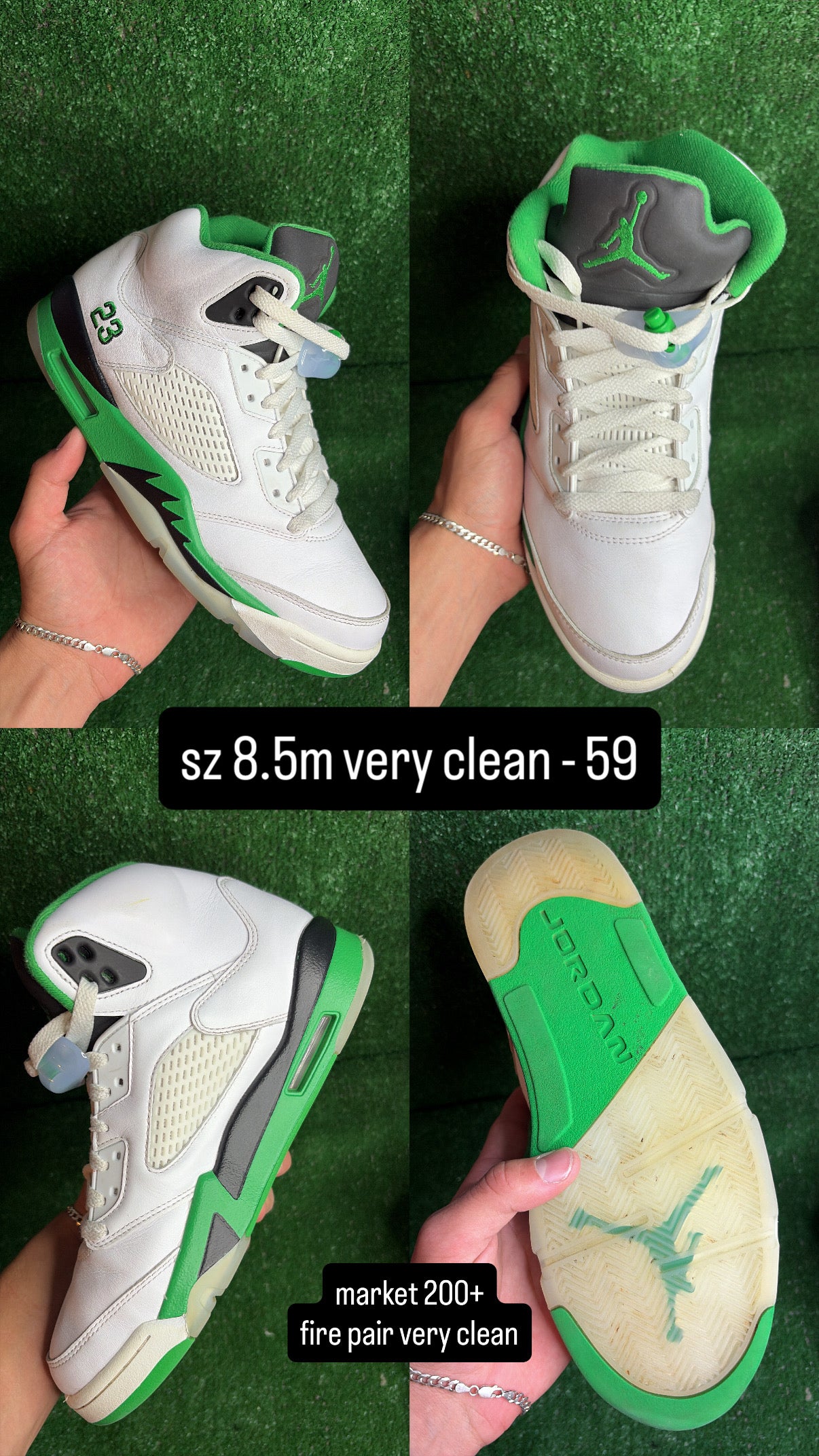 Jordan 5 Lucky Green Size 8.5m