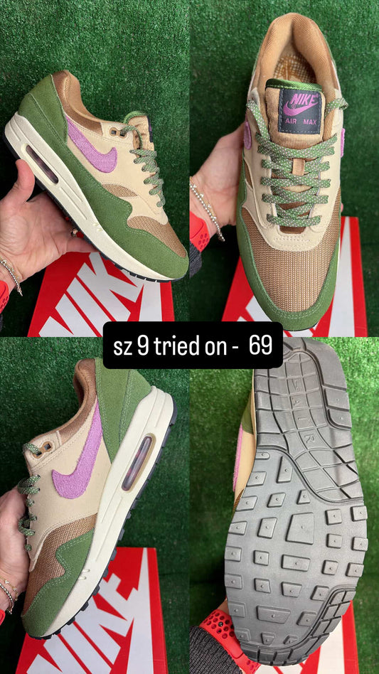 Air Max 1 Tan Green Purple Size 9