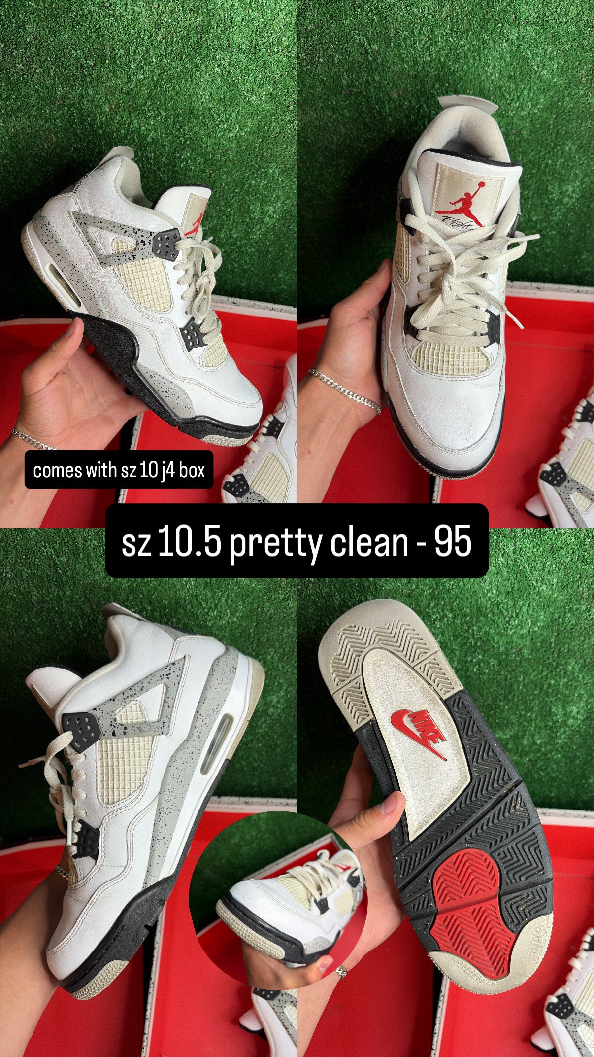Jordan 4 White Cement (2016) Size 10.5