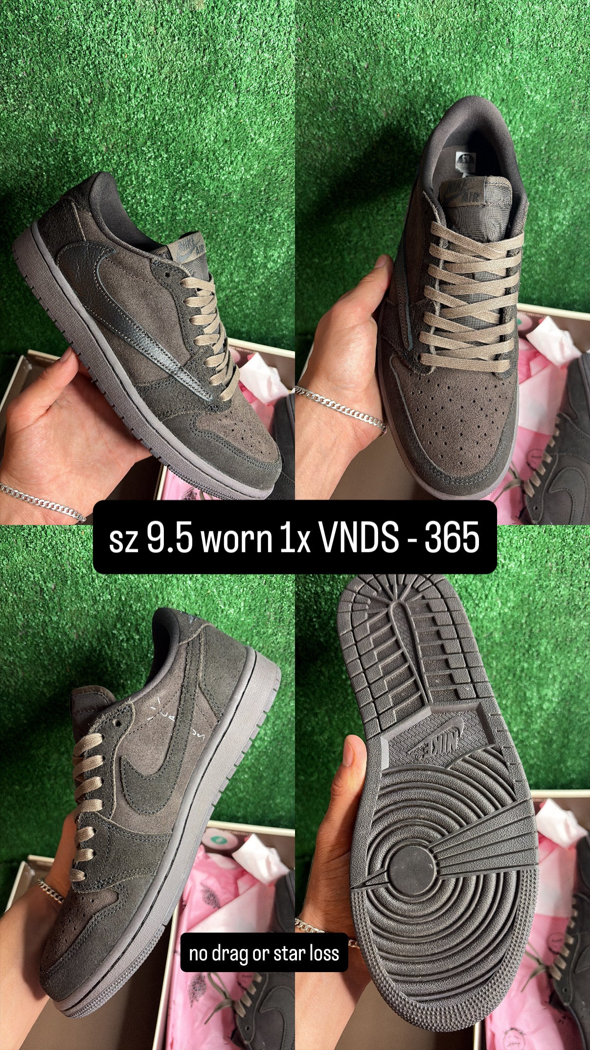Jordan 1 Low Travis Scott Velvet Brown Size 9.5