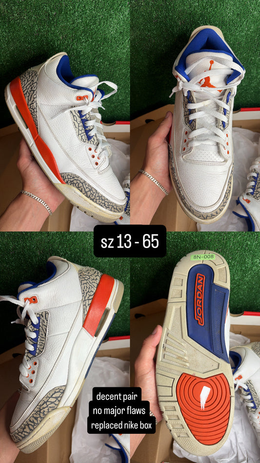 Jordan 3 Knicks Size 13