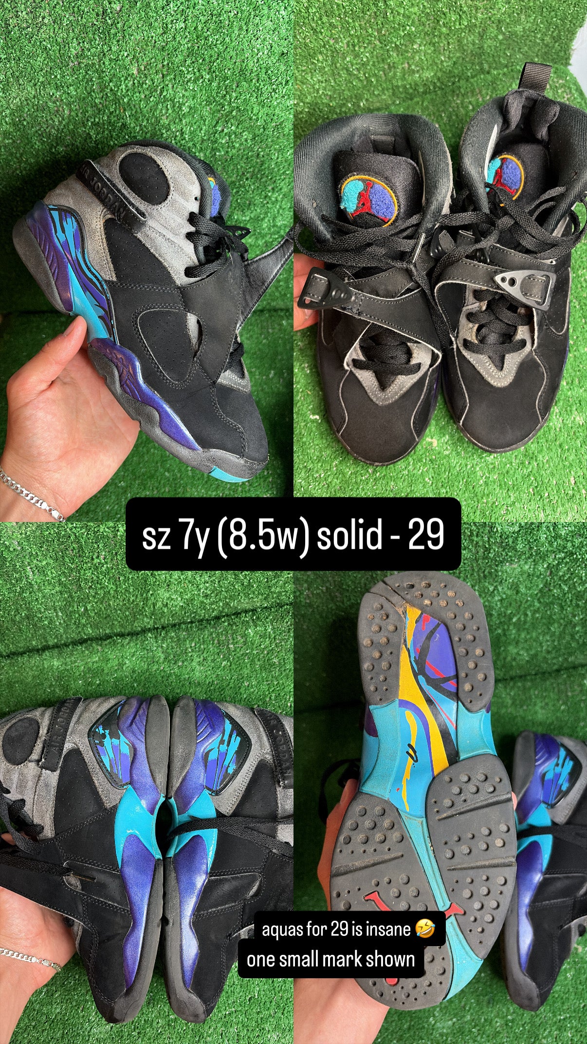 Jordan 8 Aqua Size 7y (8.5w)