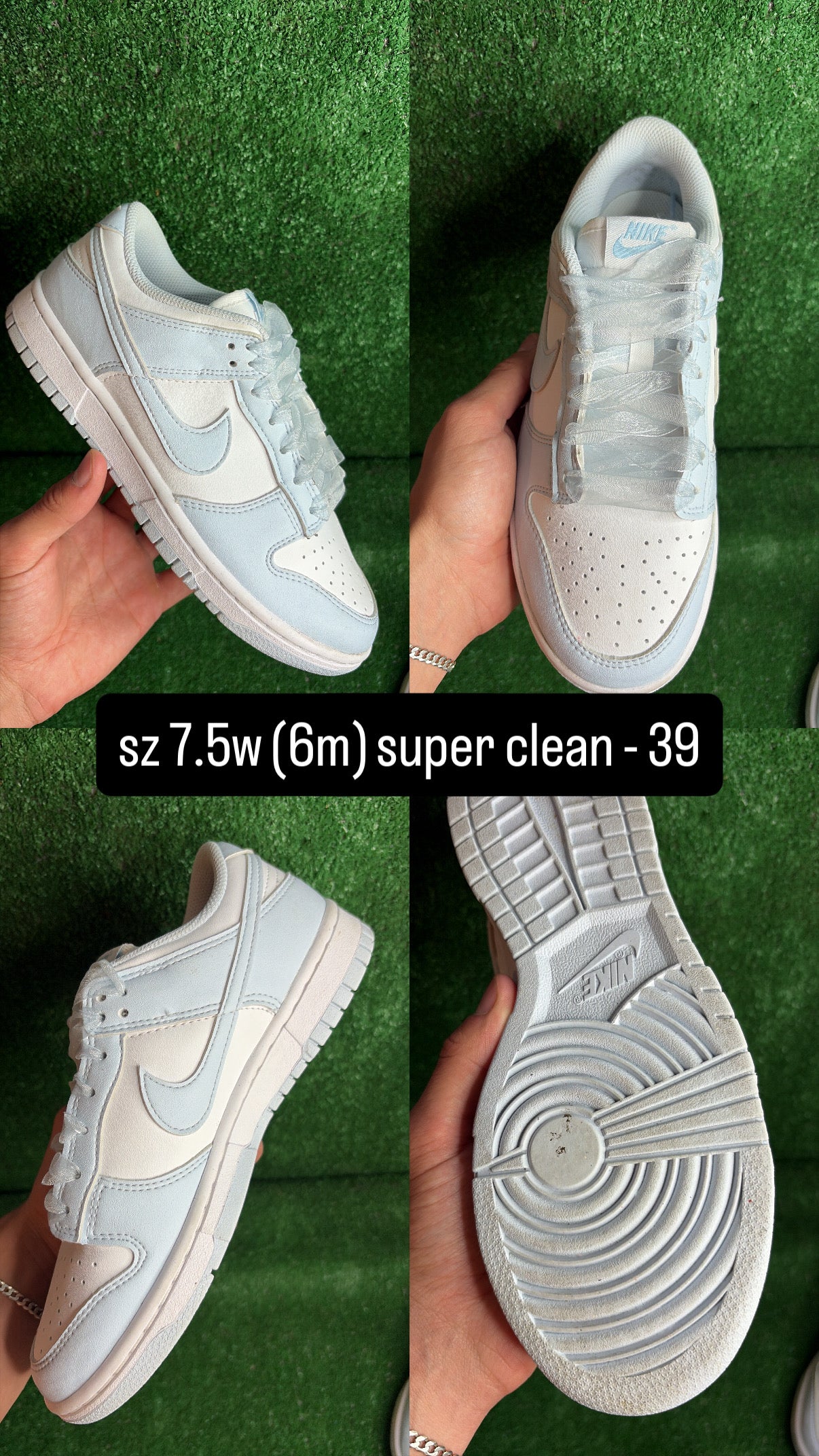 Nike Dunk Low Glacier Mint White Size 6m (7.5w)