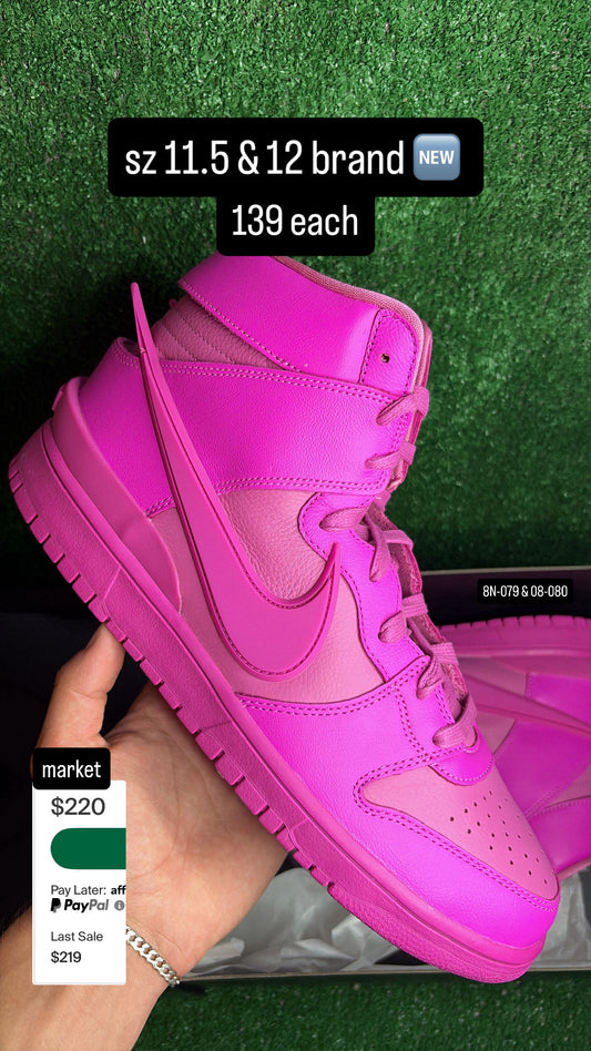 Nike Dunk High AMBUSH Pink Fuchsia Size 11.5 & Size 12