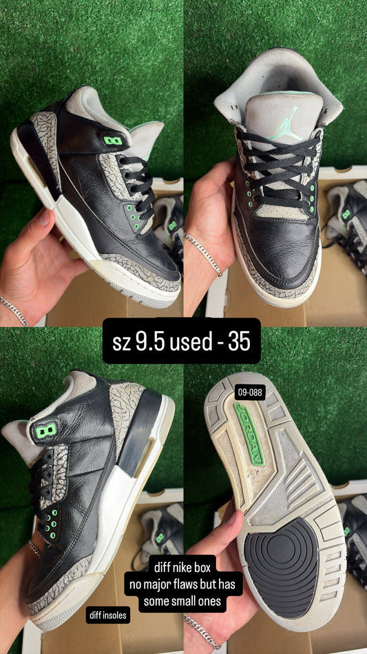 Jordan 3 Green Glow Size 9.5
