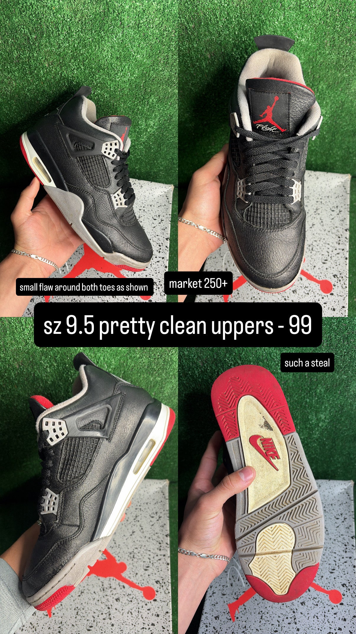 Jordan 4 Bred Reimagined Size 9.5