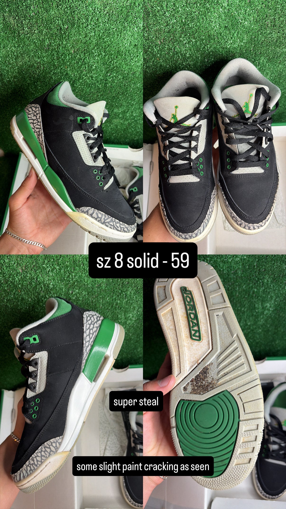 Jordan 3 Pine Green Size 8