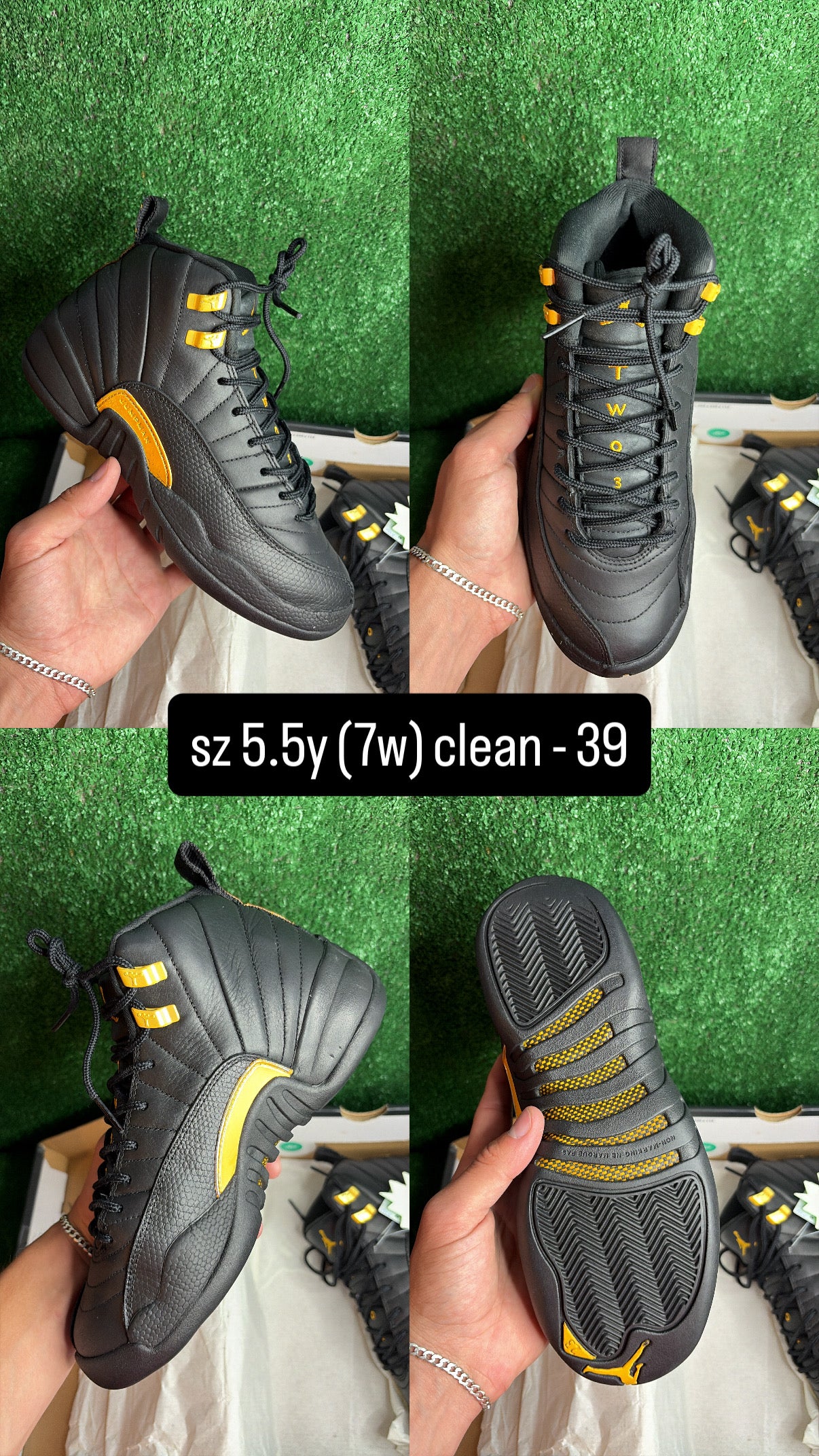 Jordan 12 Black Taxi Size 5.5y (7w)