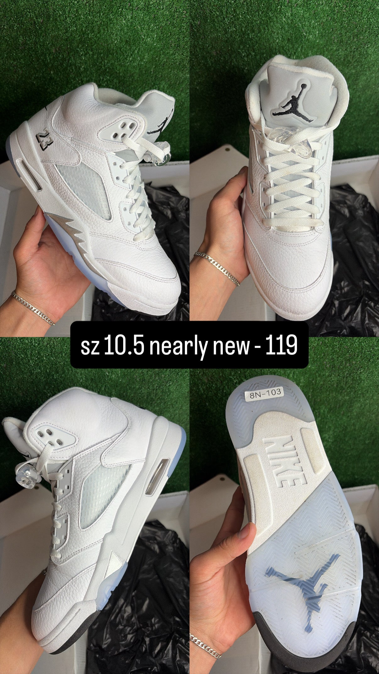 Jordan 5 White Metallic Size 10.5