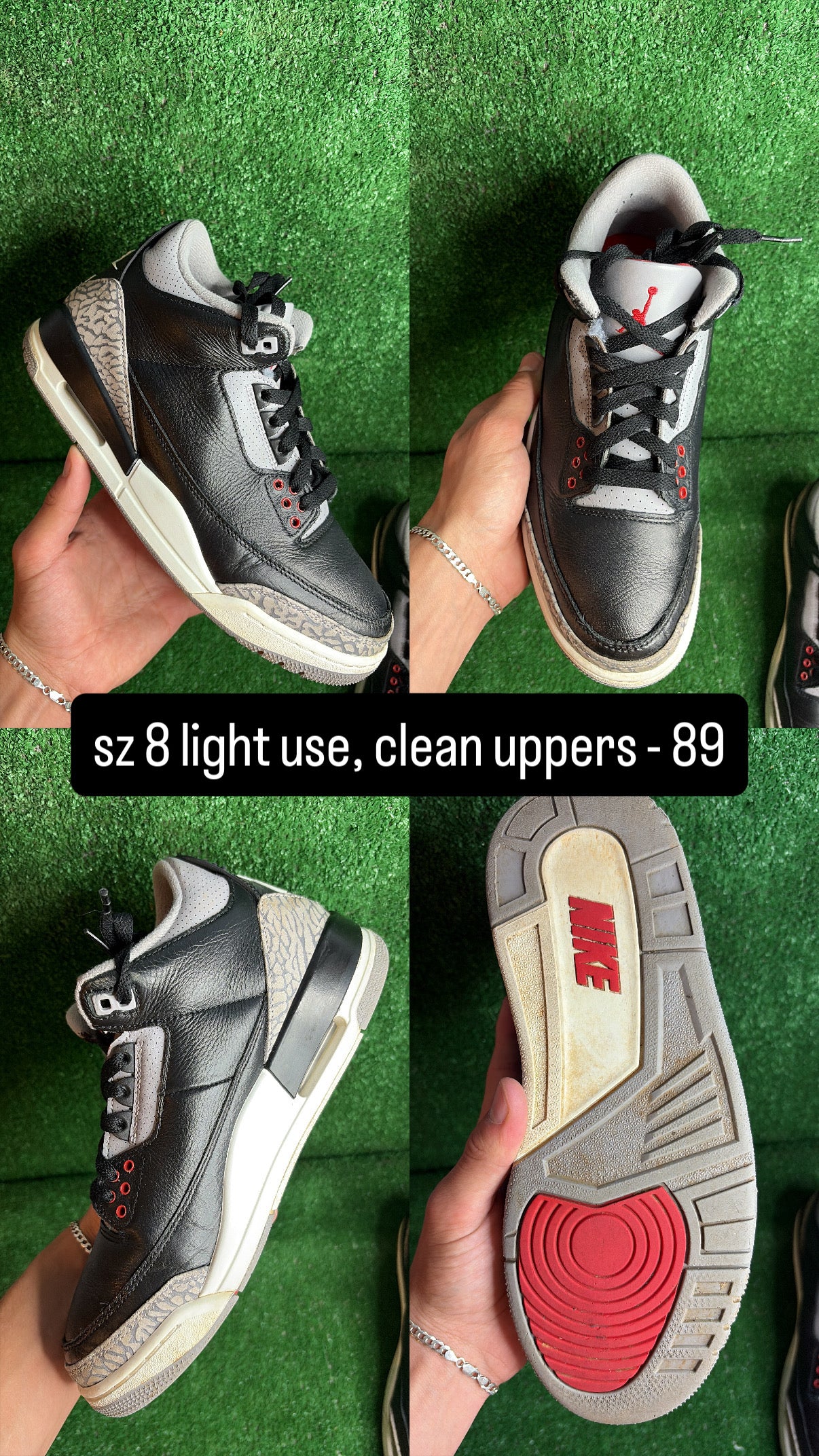 Jordan 3 Black Cement Size 8