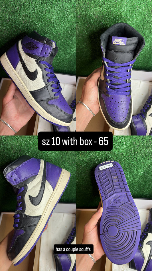 Jordan 1 Court Purple Size 10