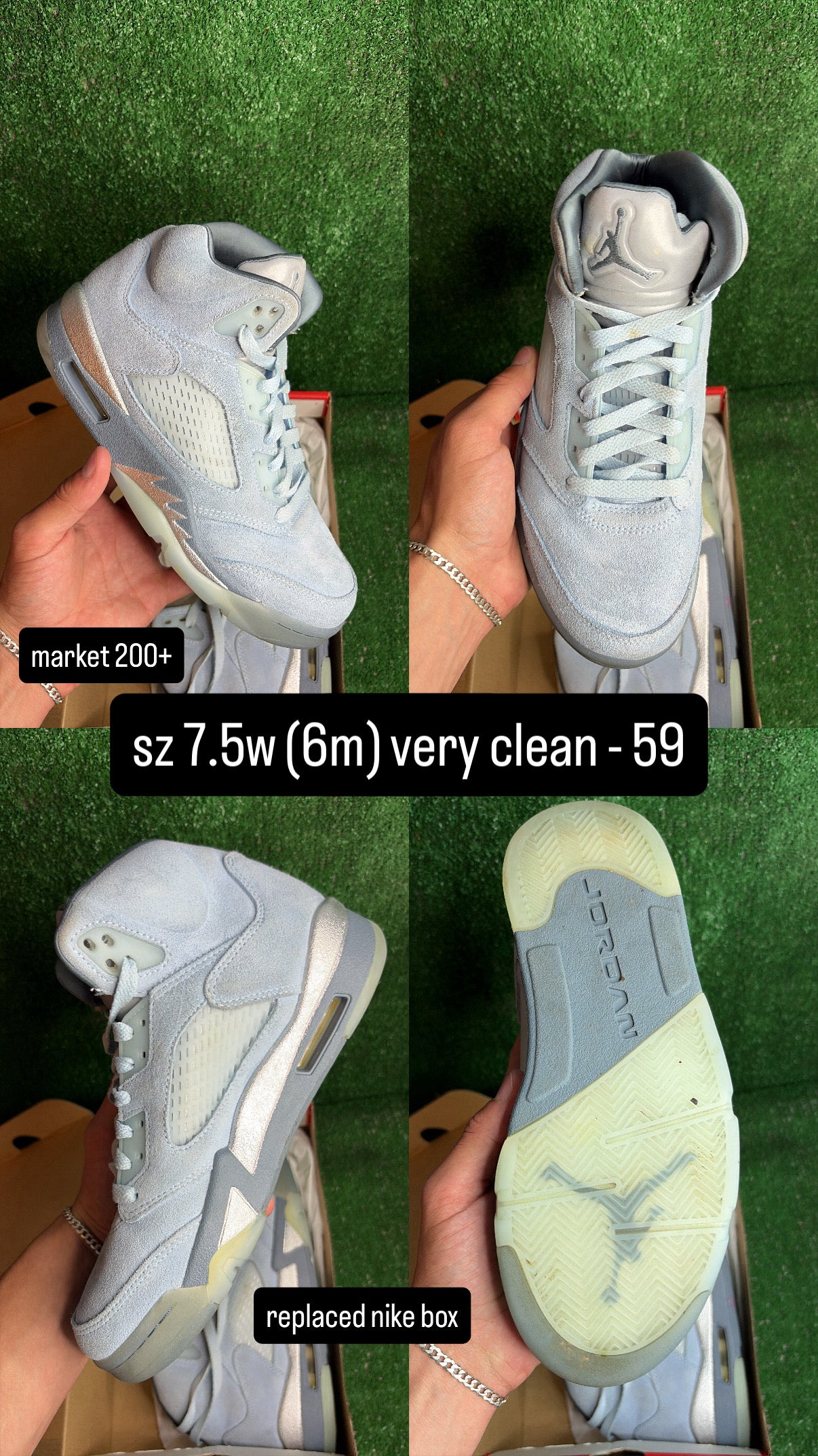 Jordan 5 Blue Bird Size 6m (7.5w)