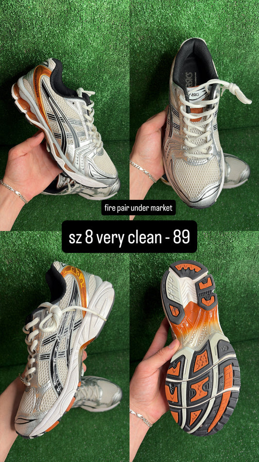 Asics Kayano 14 Orange Silver Size 8