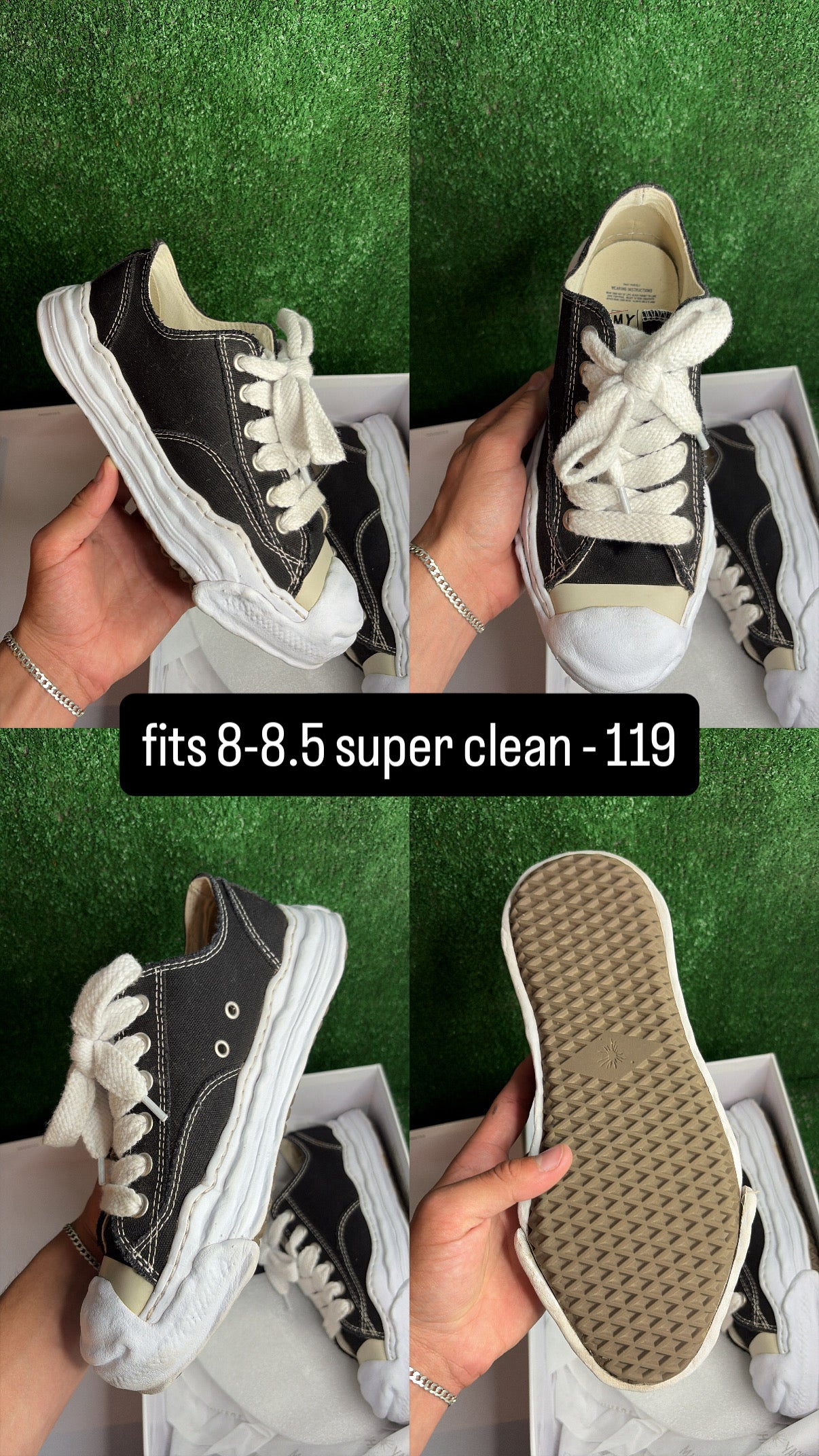 Mason Mihara Yasuhiro OG Sole Canvas Low Black White Size 8